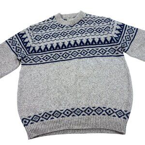 Vintage LL Bean Crewneck Fair Isle Sweater Mens Size XL Wool Blend Made In USA